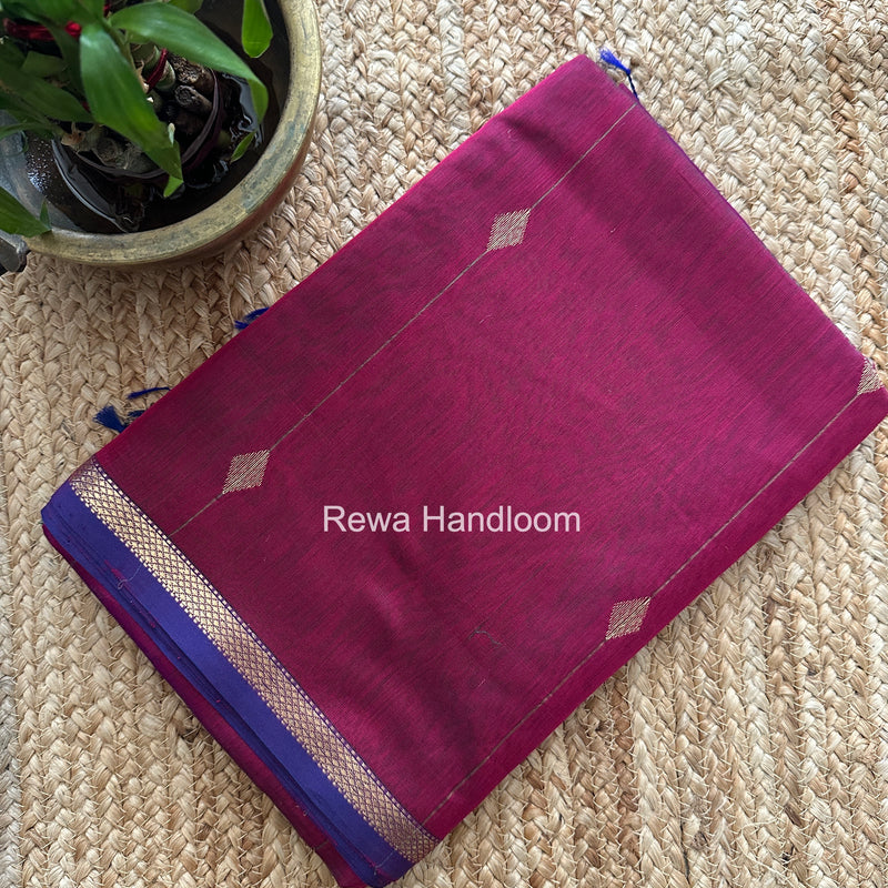 Magenta Brown Lining Butti Shaded Maheshwari Saree SBS0121