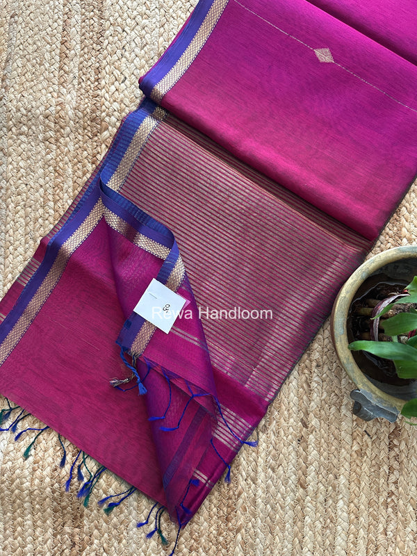 Magenta Brown Lining Butti Shaded Maheshwari Saree SBS0121
