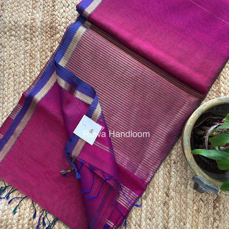 Magenta Brown Lining Butti Shaded Maheshwari Saree SBS0121