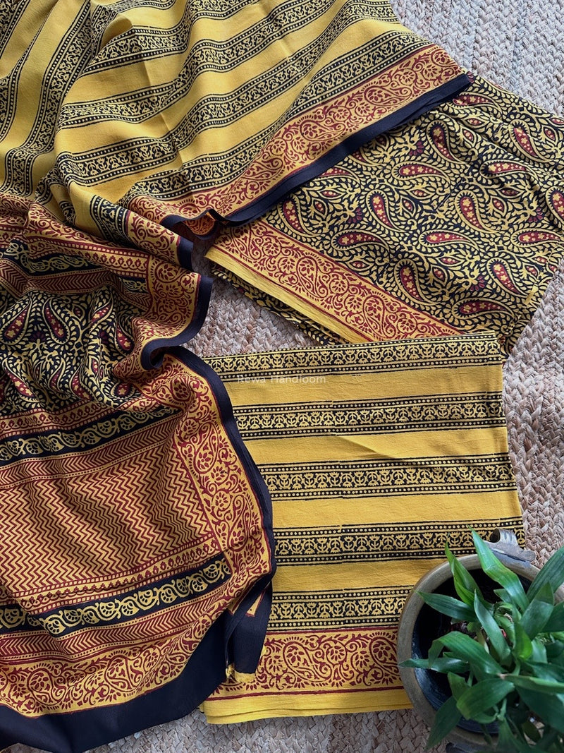 Yellow Bagh Print Cotton Suit BCSP0176