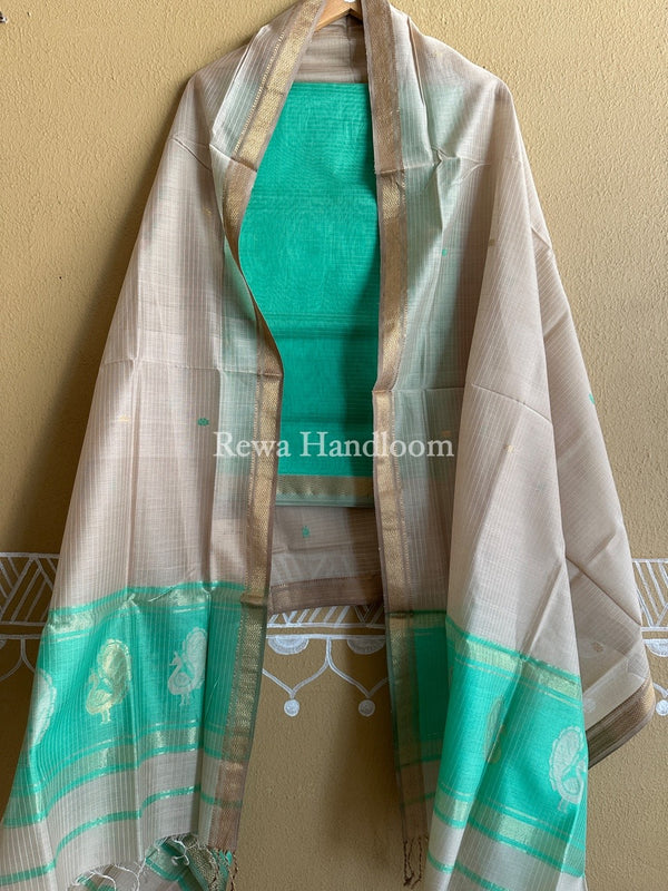 Maheshwari Peacock Buta-Buti Top-Dupatta Set