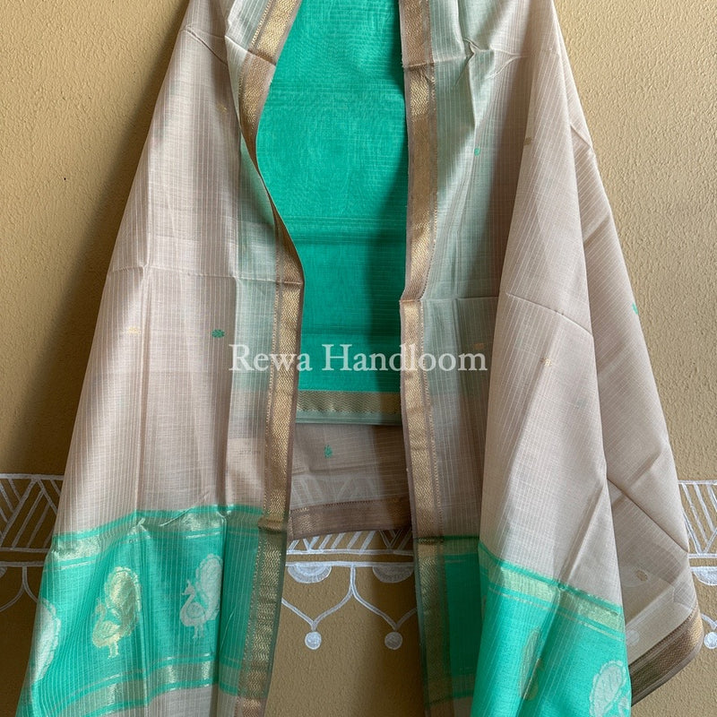Maheshwari Peacock Buta-Buti Top-Dupatta Set
