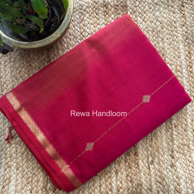 Rani Pink Brown Lining Butti Shaded Maheshwari Saree SBS0120