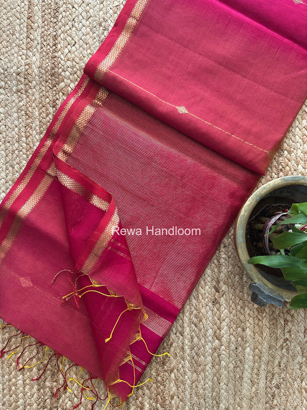 Rani Pink Brown Lining Butti Shaded Maheshwari Saree SBS0120