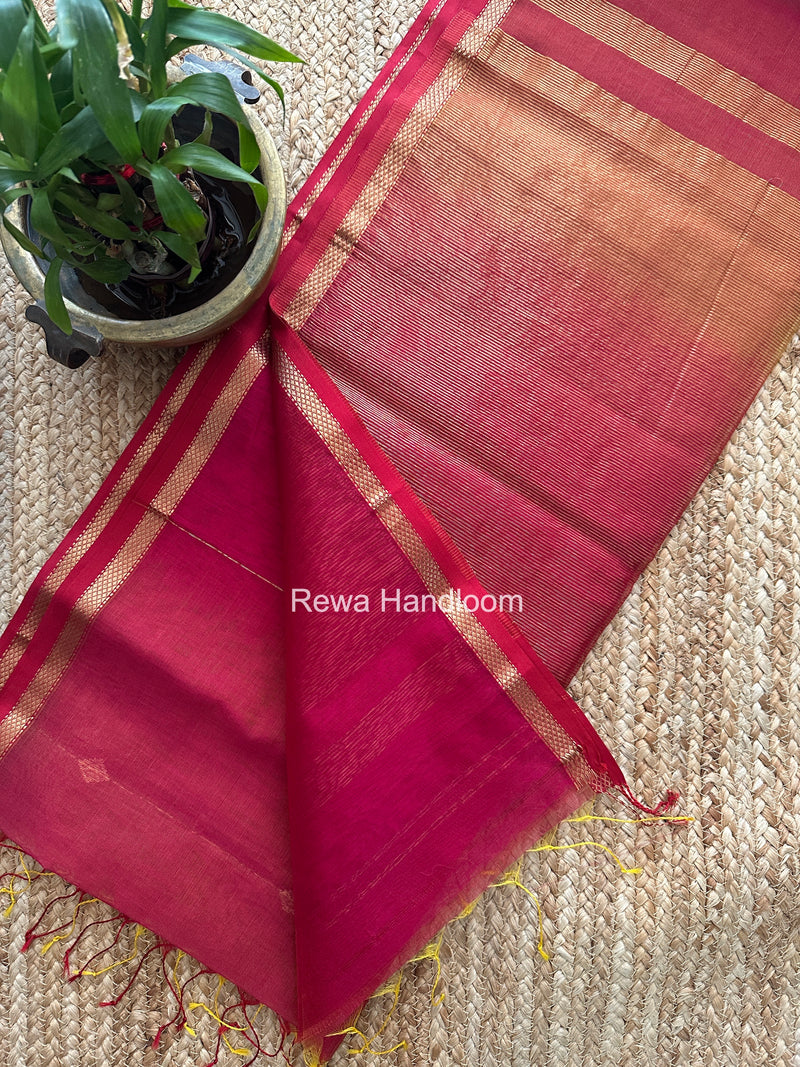 Rani Pink Brown Lining Butti Shaded Maheshwari Saree SBS0120