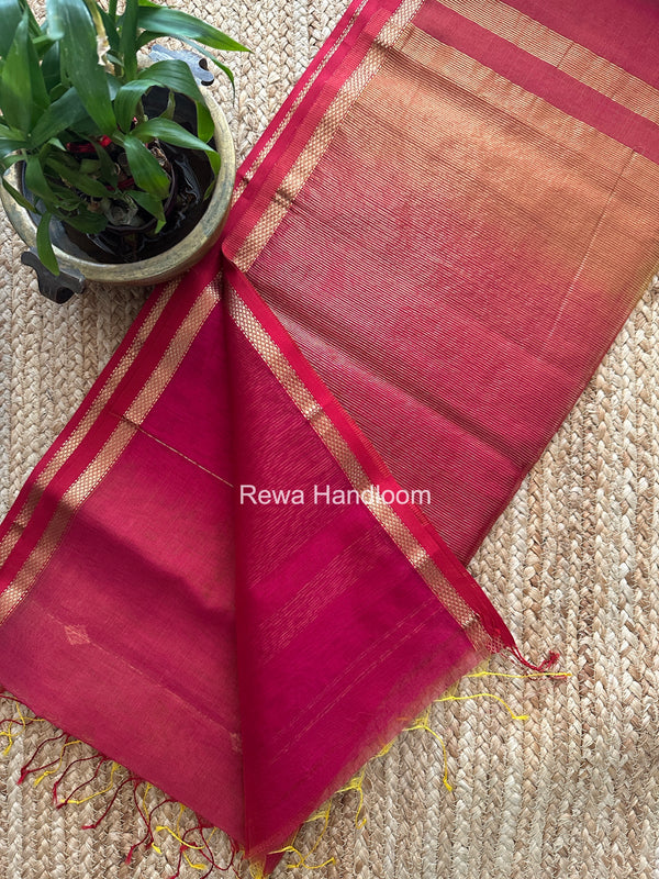 Rani Pink Brown Lining Butti Shaded Maheshwari Saree SBS0120