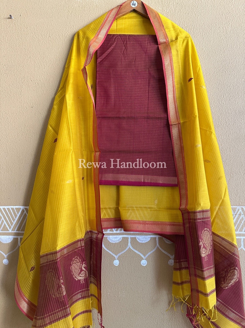 Maheshwari Peacock Buta-Buti Top-Dupatta Set