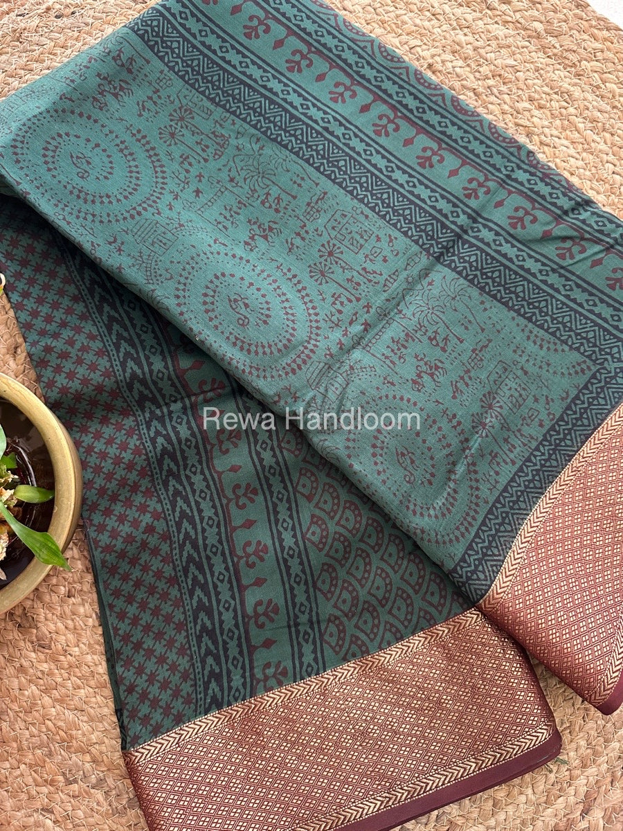 Maheshwari Green Bagh Print Saree BPSS065