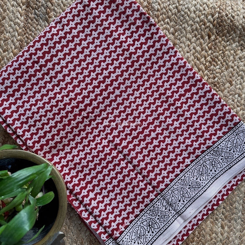 White-Red Bagh Print Cotton Suit BCSP0175