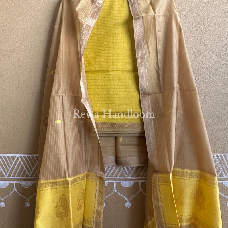 Maheshwari Peacock Buta-Buti Top-Dupatta Set