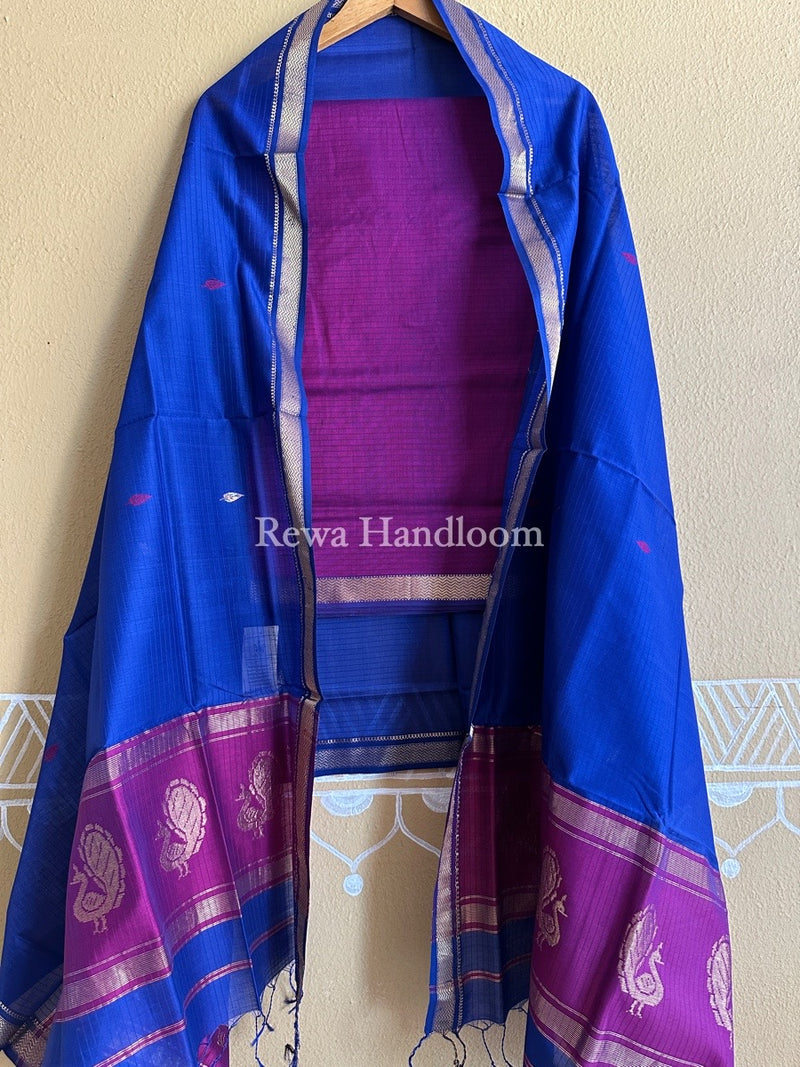 Maheshwari Peacock Buta-Buti Top-Dupatta Set