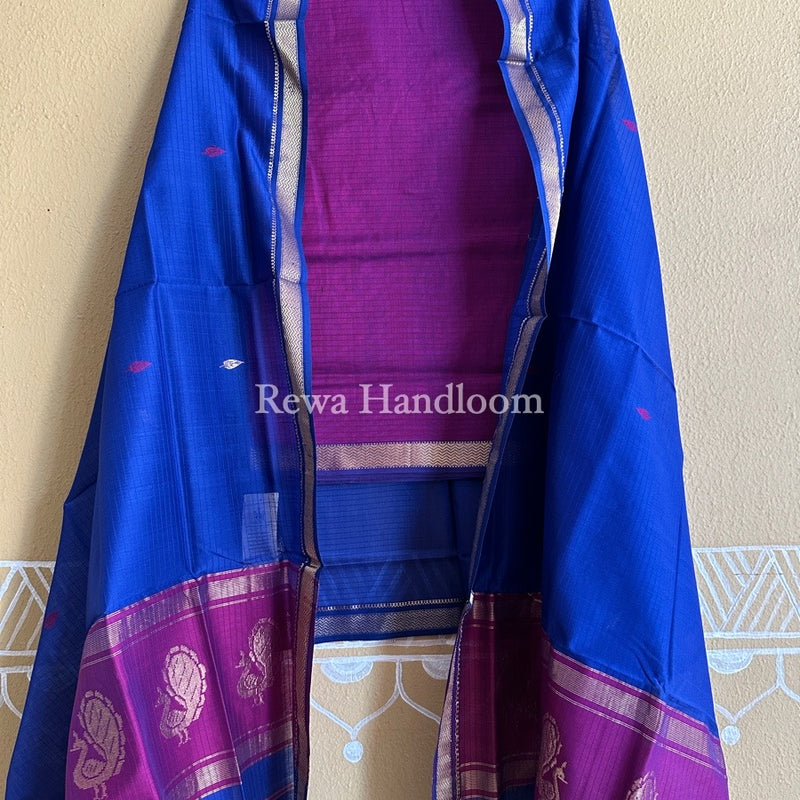 Maheshwari Peacock Buta-Buti Top-Dupatta Set