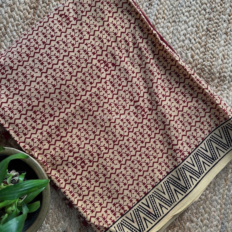 Maroon-Cream Bagh Print Cotton Suit BCSP0174