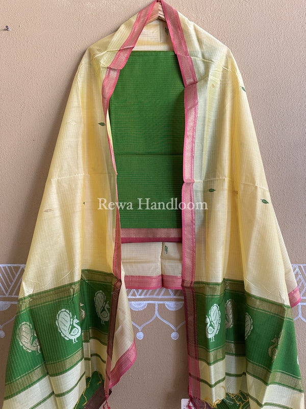 Maheshwari Peacock Buta-Buti Top-Dupatta Set