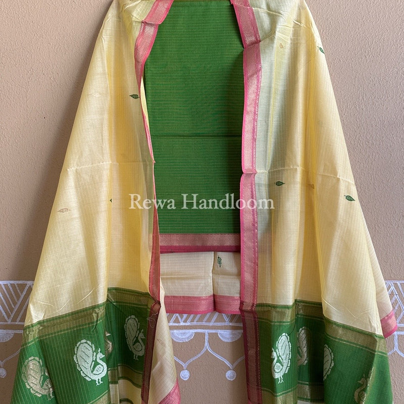 Maheshwari Peacock Buta-Buti Top-Dupatta Set