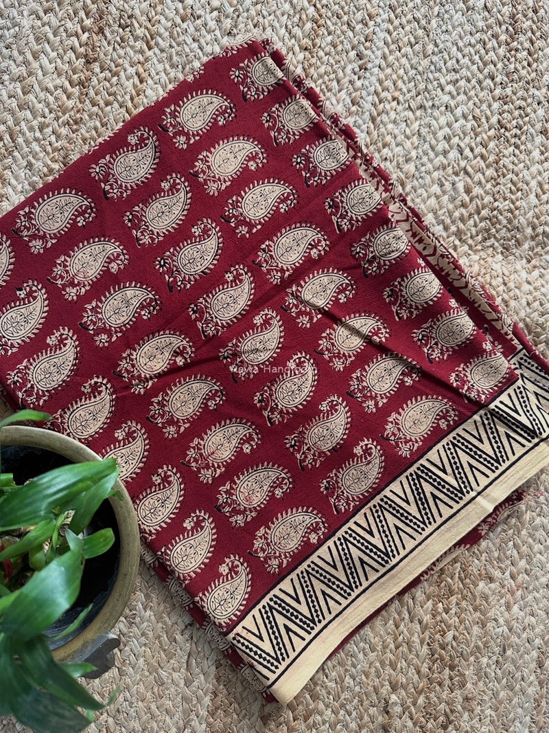 Maroon-Cream Bagh Print Cotton Suit BCSP0174