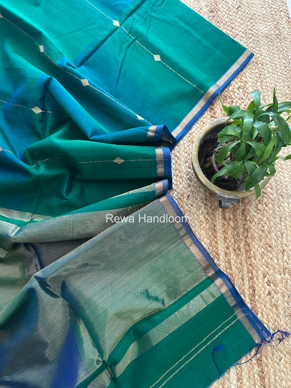 Morpankhi Brown Lining Butti Shaded Maheshwari Saree SBS0119