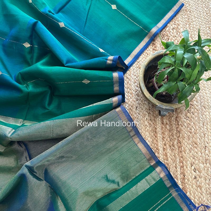 Morpankhi Brown Lining Butti Shaded Maheshwari Saree SBS0119