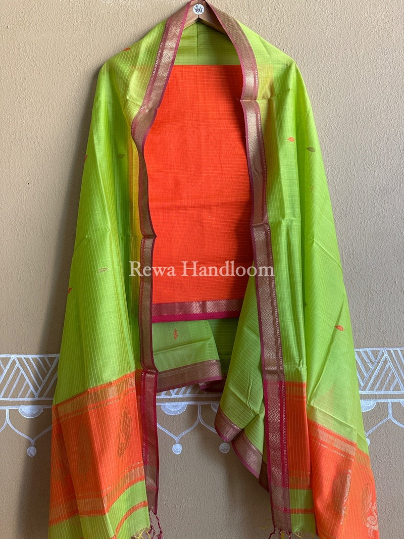Maheshwari Peacock Buta-Buti Top-Dupatta Set