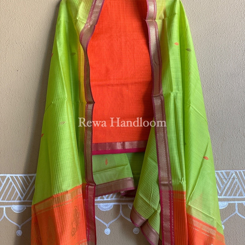 Maheshwari Peacock Buta-Buti Top-Dupatta Set