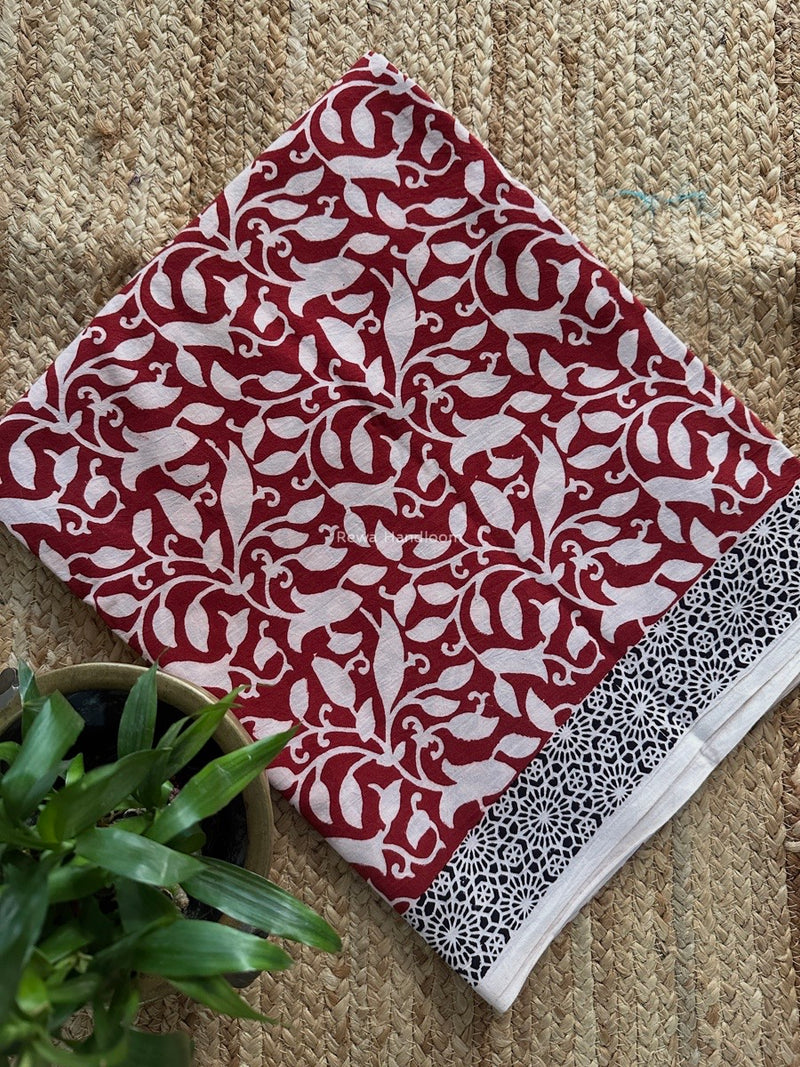 White-Red Bagh Print Cotton Suit BCSP0170