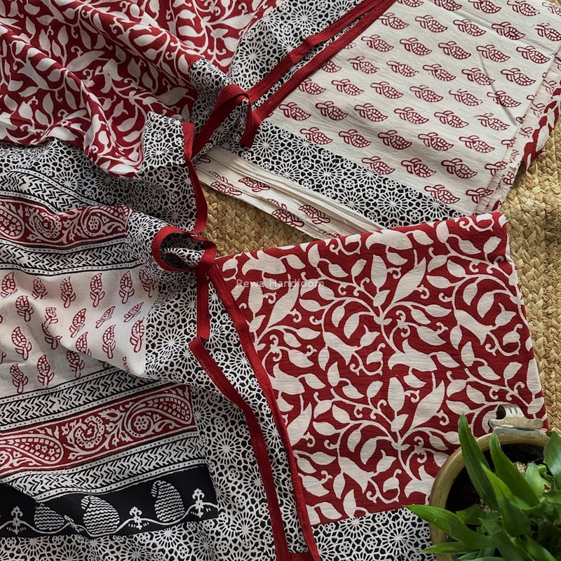 White-Red Bagh Print Cotton Suit BCSP0170