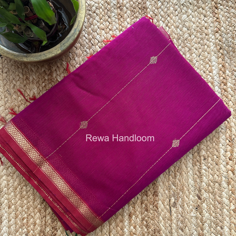 Magenta Lining Butti Shaded Maheshwari Saree SBS0117