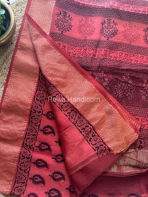 Maheshwari Fuchsia Red Bagh Print Saree BPSS053