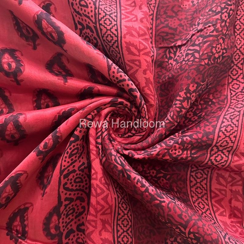 Maheshwari Fuchsia Red Bagh Print Saree BPSS053