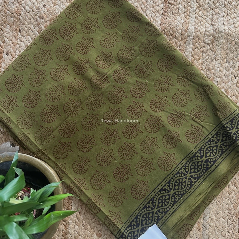 Dark Mehendi Green Bagh Print Cotton Suit BCSP0173