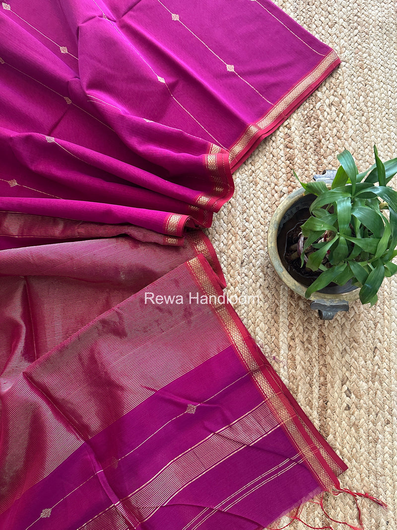 Magenta Lining Butti Shaded Maheshwari Saree SBS0117