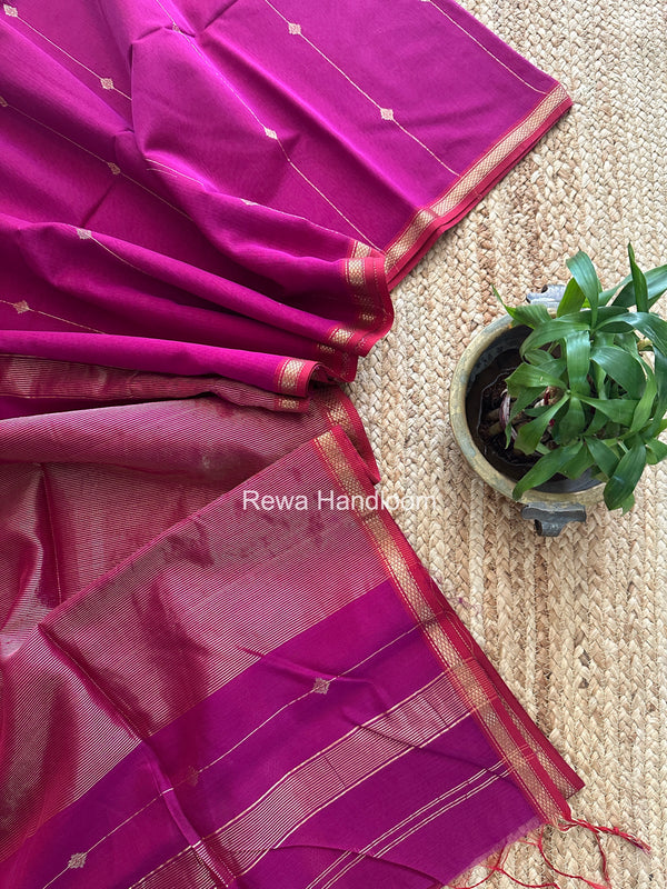 Magenta Lining Butti Shaded Maheshwari Saree SBS0117