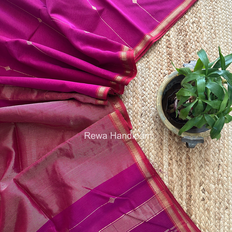 Magenta Lining Butti Shaded Maheshwari Saree SBS0117