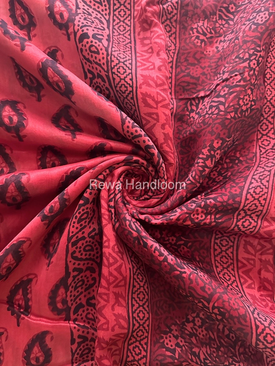 Maheshwari Fuchsia Red Bagh Print Saree BPSS053