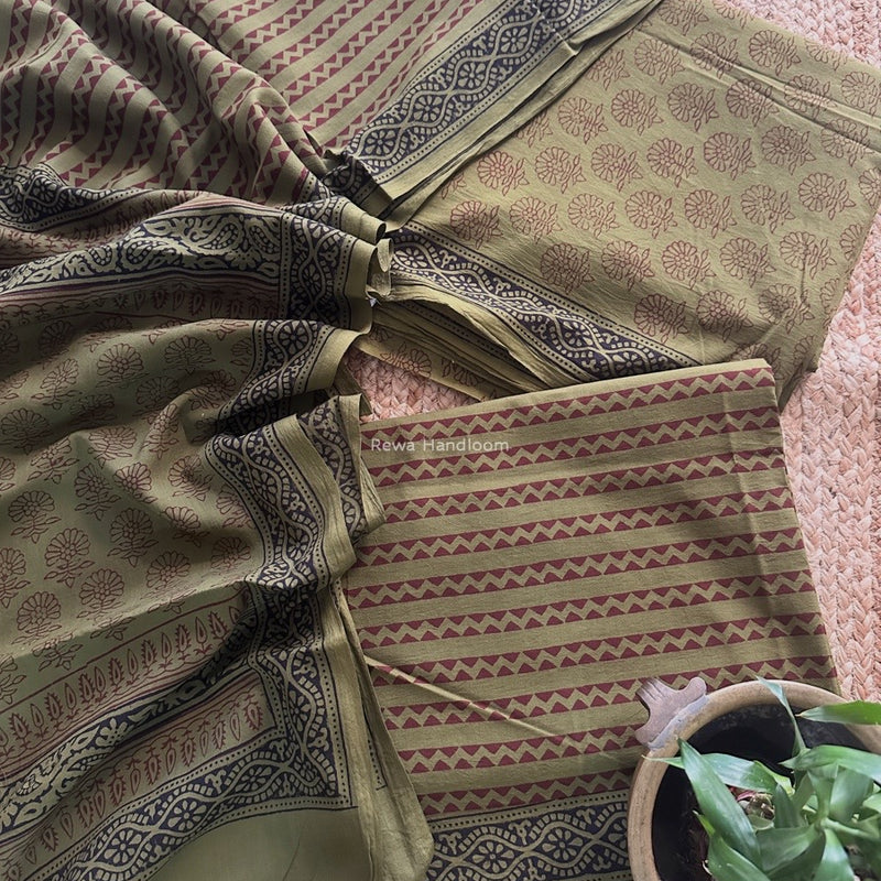 Dark Mehendi Green Bagh Print Cotton Suit BCSP0173