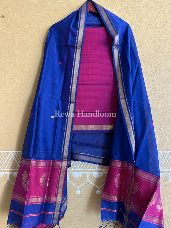 Maheshwari Peacock Buta-Buti Top-Dupatta Set