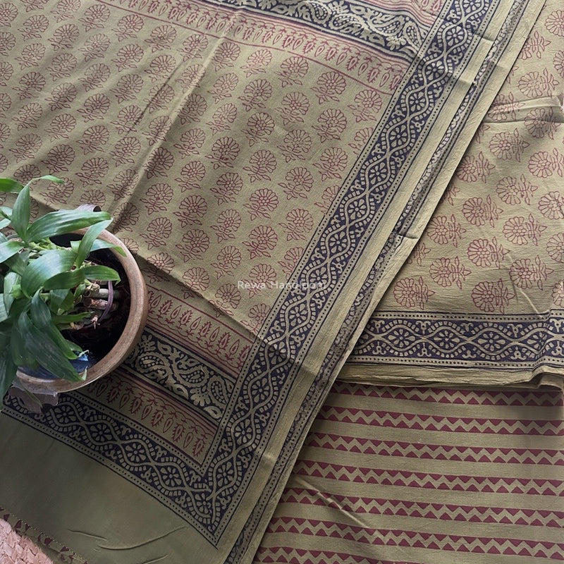 Dark Mehendi Green Bagh Print Cotton Suit BCSP0173