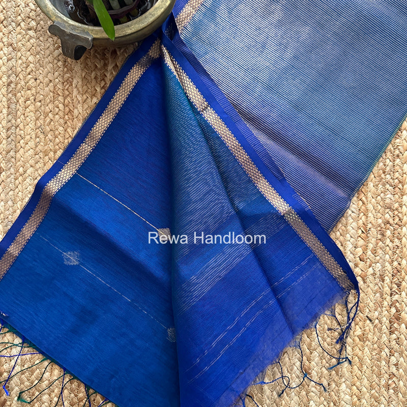 Blue Lining Butti Shaded Maheshwari Saree SBS0116