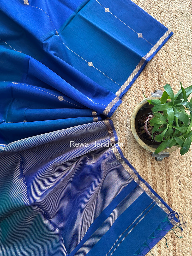 Blue Lining Butti Shaded Maheshwari Saree SBS0116