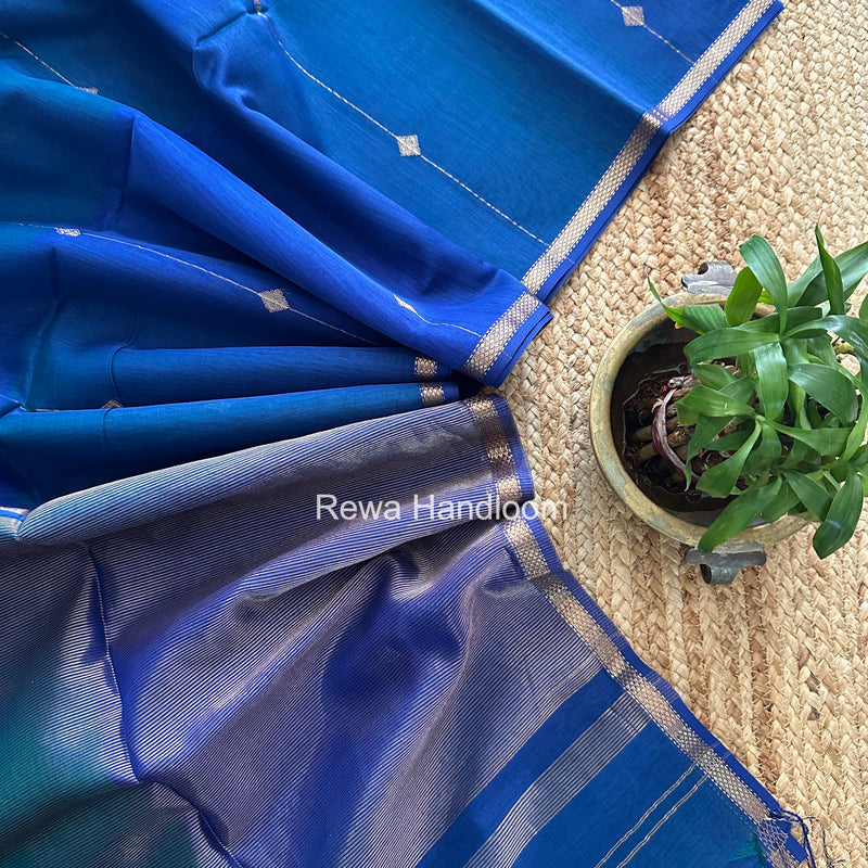 Blue Lining Butti Shaded Maheshwari Saree SBS0116
