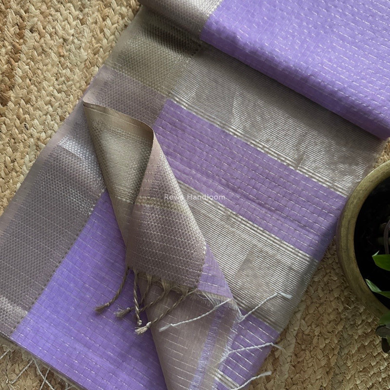 Maheshwari Silver Zari Checks Silk Saree 