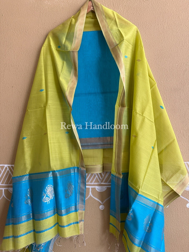 Maheshwari Peacock Buta-Buti Top-Dupatta Set