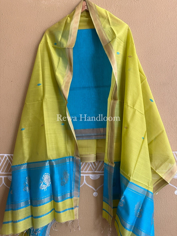 Maheshwari Peacock Buta-Buti Top-Dupatta Set