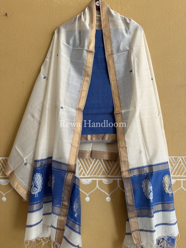 Maheshwari Peacock Buta-Buti Top-Dupatta Set
