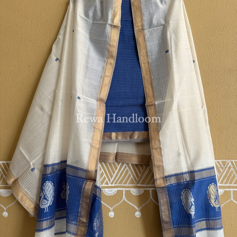 Maheshwari Peacock Buta-Buti Top-Dupatta Set