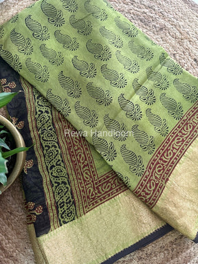 Maheshwari Mehendi Green Bagh Print Saree BPSS038