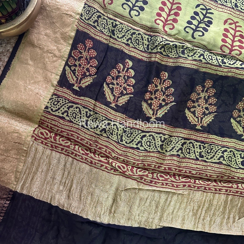 Maheshwari Mehendi Green Bagh Print Saree BPSS038