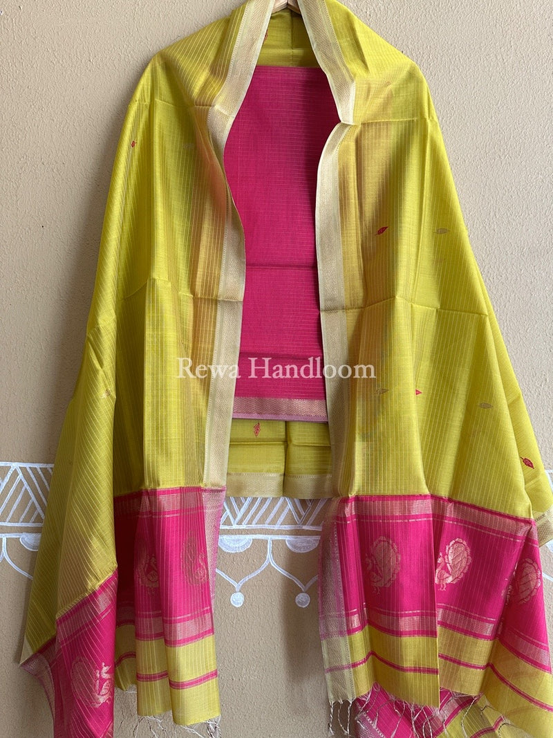 Maheshwari Peacock Buta-Buti Top-Dupatta Set
