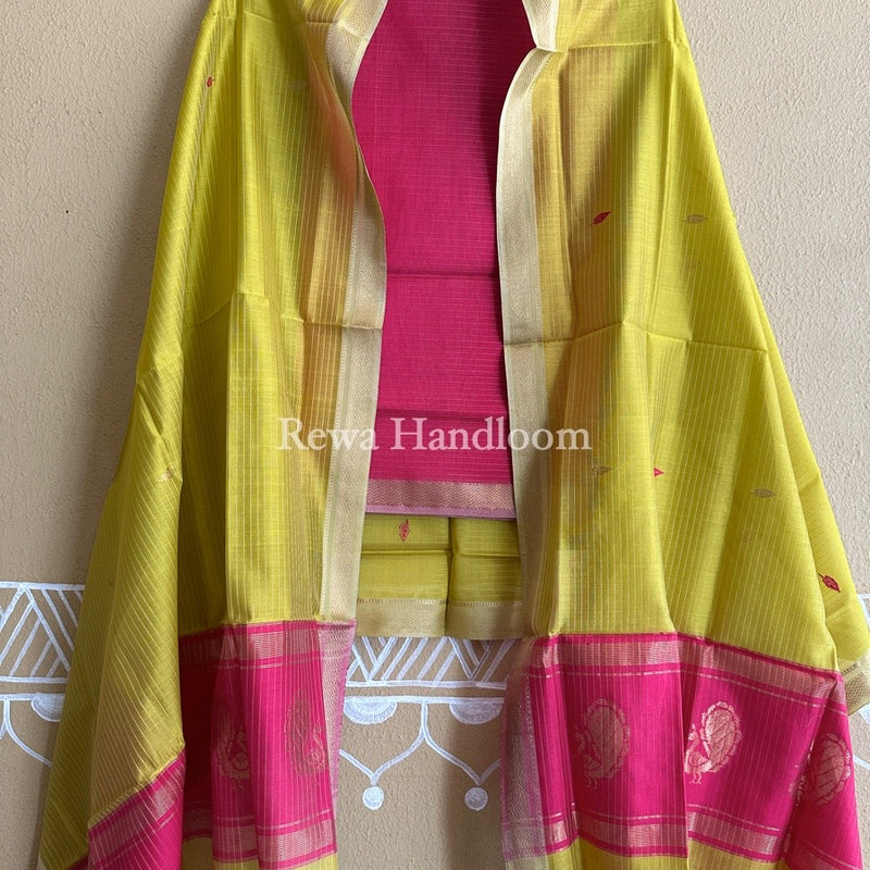 Maheshwari Peacock Buta-Buti Top-Dupatta Set