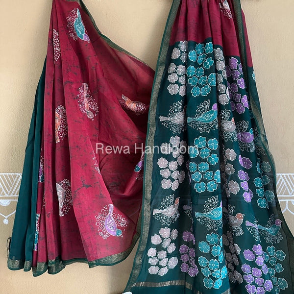 Maheshwari Batik Indonesian Print Saree